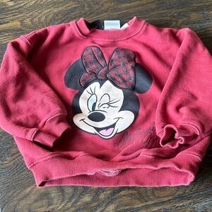 Zara Red Minnie Mouse Graphic Sweatshirt with Plaid Bow